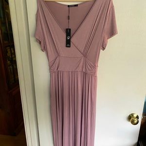 Ouges shirt sleeve v neck wrap waist maxi dress
